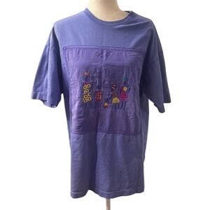 Vintage 90s Johnny Was Embroidered T Shirt Fits All USA Boho Art Tee